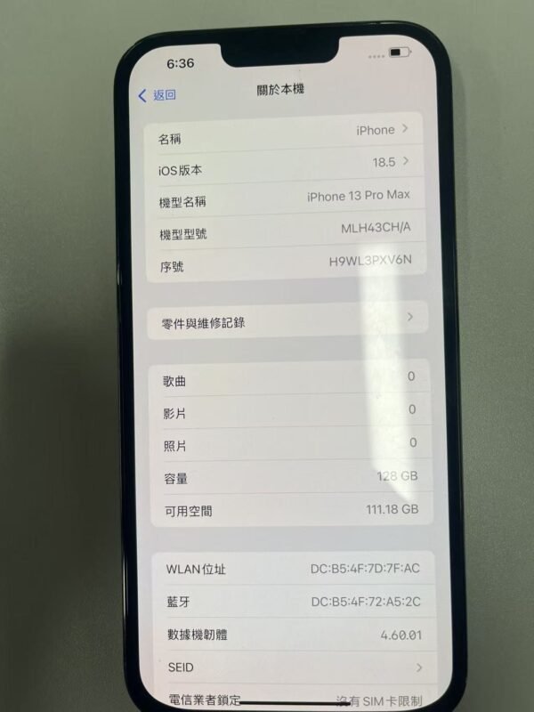 3號 Apple iPhone 13 Pro Max 128G 黑色 / HP bekas Taiwan / Dien thoai cu / 二手手機