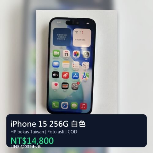 Apple iPhone 15 256G 白色 / HP bekas / Điện thoại cũ / 二手手機