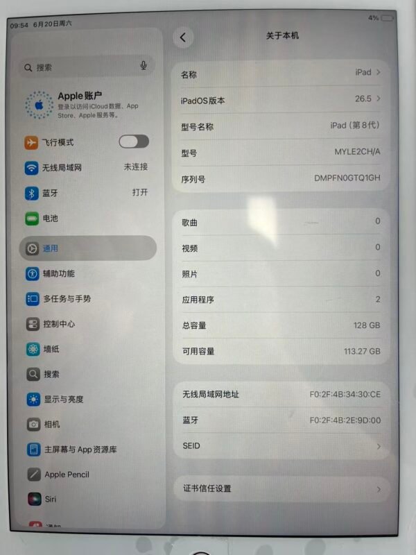 007號 Apple iPad 8 128G 銀色