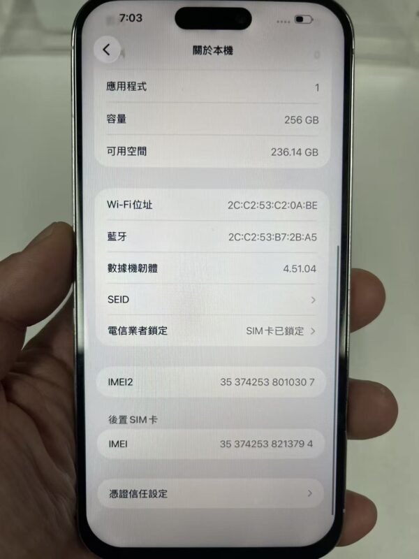 14號 Apple iPhone 14 Pro Max 256G 白色 / HP bekas Taiwan / Điện thoại cũ / 二手手機